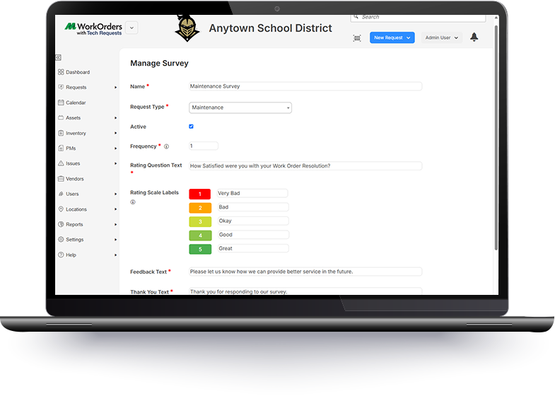 ML Work Orders Satisfaction Survey Screen