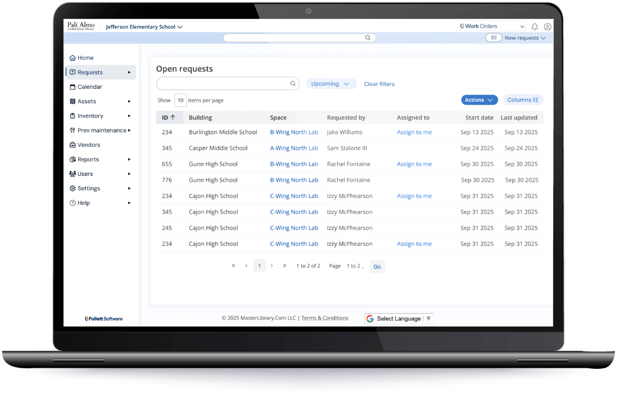Work Orders Open Requests